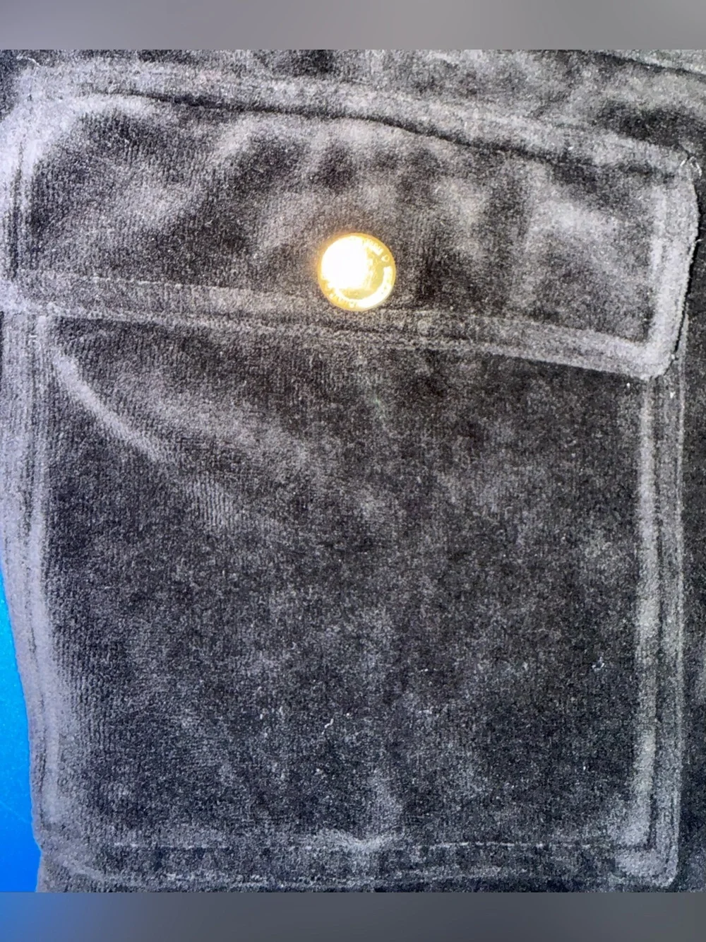 Juicy Couture 2010 Black Velour Cargo Pants Petite Gold Ankle Zip Y2K